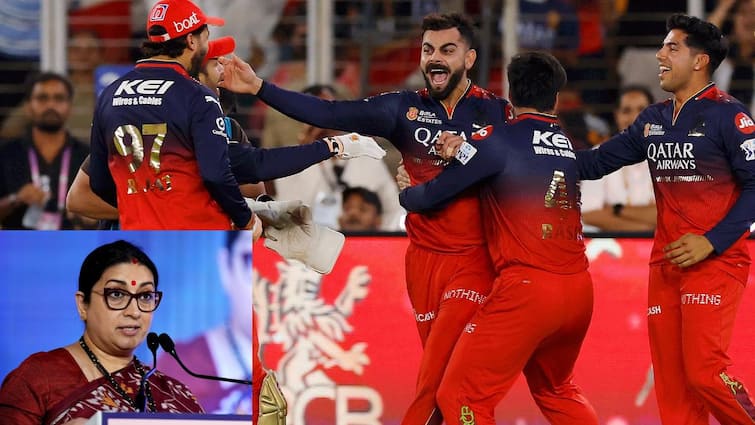 Virat Kohli RCB Champion IPL 2025 Final Smriti Irani congratulated | RCB को चैंपियन बनने पर स्मृति ईरानी ने दी बधाई, विराट कोहली के लिए कहा