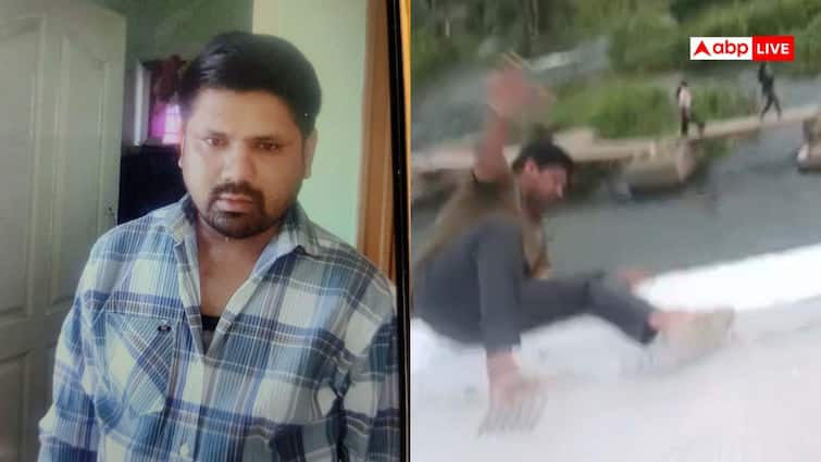 young man was washed away after he slipped into Cauvery river while taking photo in Karnataka Mandya district Viral Video